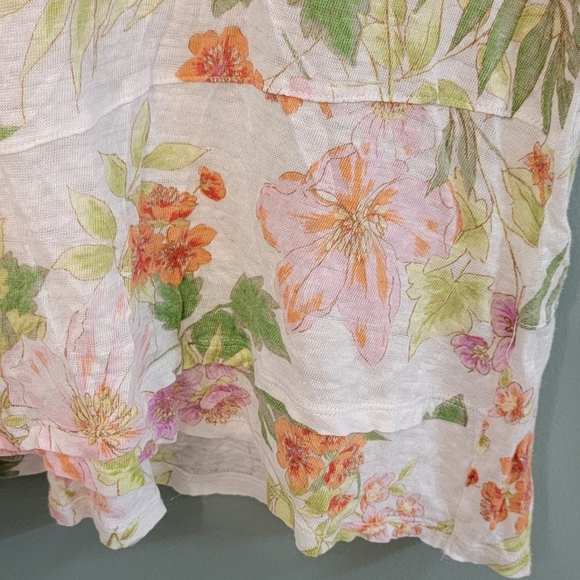 J.Jill Love Linen Womens Floral Coastal Beachy Lightweight Top Size XL - Picture 4 of 11